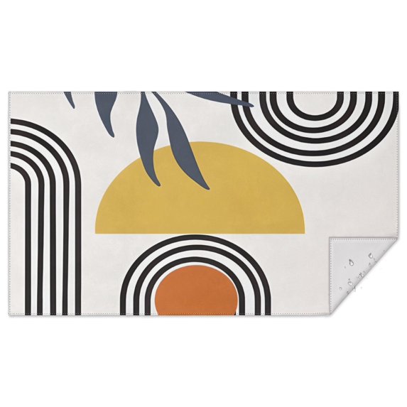 Orange Boho Geometric and Plant Pattern Rectangle Tablecloth 60"x102",Waterproof Polyester Rectangle Table Cloth, Wipeable Spillproof Polyester Tablecloth for Dining, Camping, Indoor and Outdoor