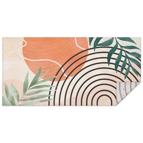 Orange Boho Geometric and Plant Pattern Rectangle Tablecloth 60"x120",Waterproof Polyester Rectangle Table Cloth, Wipeable Spillproof Polyester Tablecloth for Dining, Camping, Indoor and Outdoor