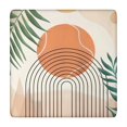 thumbnail image 1 of Orange Boho Geometric and Plant Pattern Square Fitted Tablecloth with Elastic Edge,Square Table Cover,Washable Elastic Table Cover for Home Kitchen Party Decor 34"x34", 1 of 6