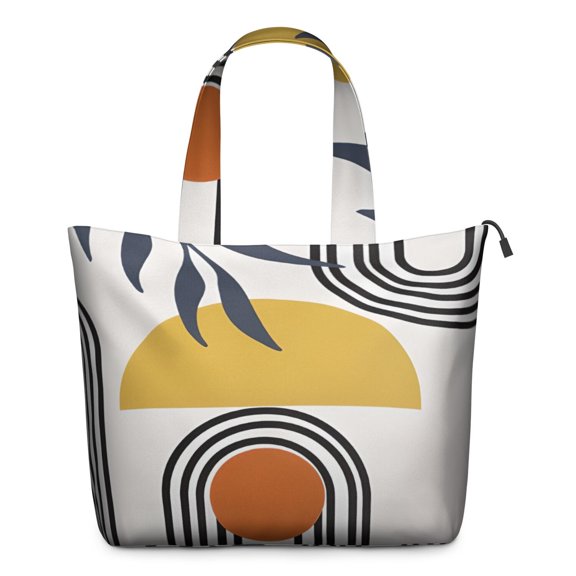 Orange Boho Geometric and Plant Pattern Travel Tote Bags for Women Carry On,Large Weekender Bags for Women Travel,Multi Functional Duffle Bag for Work,Shopping,Sports