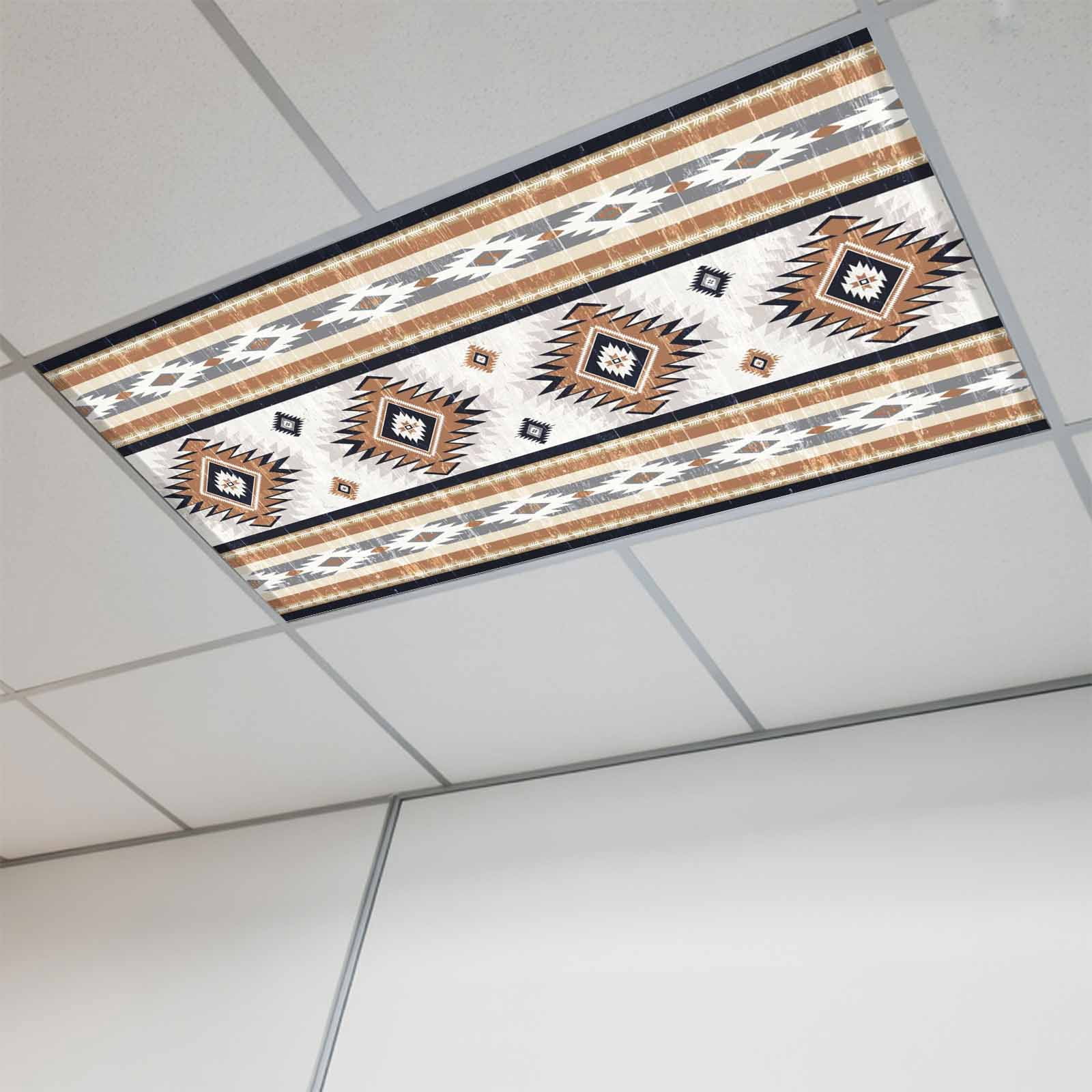Orange Boho Magnetic Fluorescent Light Covers for Ceiling Lights 2x4Ft ...