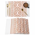 thumbnail image 1 of Orange Boho Placemats Set of 4, Vintage Southwestern Geometric Stripes Placemats for Dining Table, Place Mats for Kitchen Tabletop, Waterproof Wipeable Dining Table Mats Set, 1 of 9