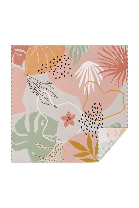 Orange Boho Plant Pattern Square Tablecloth,Waterproof Square Table Cover,Wipeable Spillproof Washable Table Cover for Home Kitchen Party Decor 52"x52"(132x132cm)