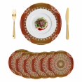 thumbnail image 1 of Orange Boho Round 13 Inch Placemats Set of 6, Country Vintage Ethnic Abstract Geometric HeatResistant Non Slip Place Mats for Dining Table, Wipeable Braided Kitchen Table Mats for Housewarming, 1 of 9