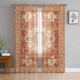 thumbnail image 1 of Orange Boho Semi Sheer Curtains 84 Inch Length 2 Panels Set, Geometric Antique Tribal Retro Ethnic Sheer Kitchen Curtain Privacy Voile Window Curtain for Living Room Bedroom Rod Pocket Drapes, 1 of 7