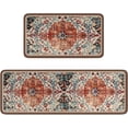 thumbnail image 1 of Orange Boho Style Kitchen Rugs Sets,Kitchen Mats for Floor 2 Piece,Washable Kitchen Rugs Non Slip (17"x48"+17"x24"), 1 of 1