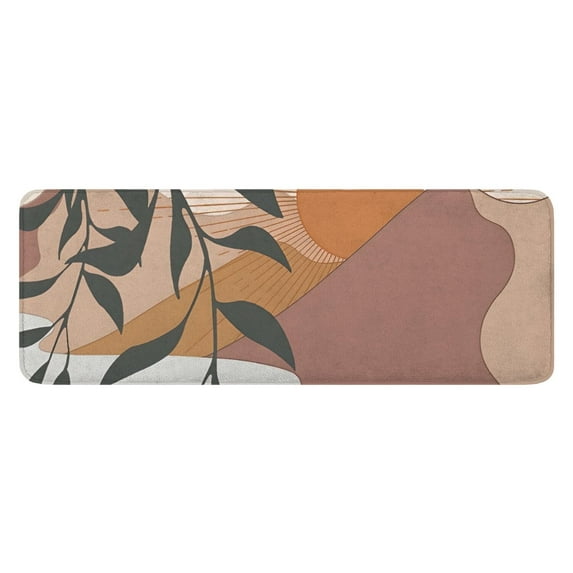 Orange Boho Sun, Mountain and Plant Pattern Kitchen Rug Mat,Kitchen Runner Rugs Non Skid Washable,Decorative Kitchen Floor Mats for Kitchen,Sink,Laundry,17"x47.2"
