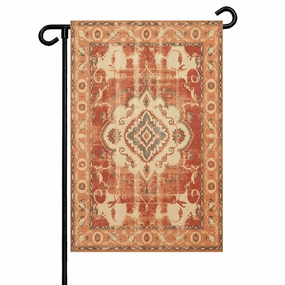 Orange Boho Texture Garden Flags for Outside Abstract Ethnic Tribal Pattern Double Sided Yard Flags Outdoor House Decoration, Small 12X18 Inch,