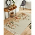 thumbnail image 1 of Orange Botanical Area Rug 3x5ft Woven Runner Rug,Farmhouse Leaf Fall Thanksgiving Washable Living Room Hallway Bedroom Kitchen Carpet with Tassels,Indoor Outdoor Throw Door Mat for Entryway, 1 of 5