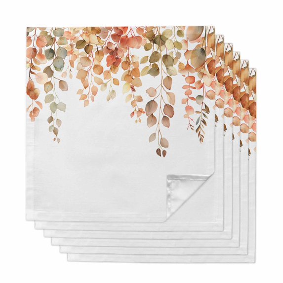Orange Botanical Cloth Napkins, Watercolor Leaf Fall Thanksgiving Washable and Reusable Dinner Napkins Set of 6, Table Napkin for Kitchen Party Birthday Wedding Hotel Housewarming 20"x20"