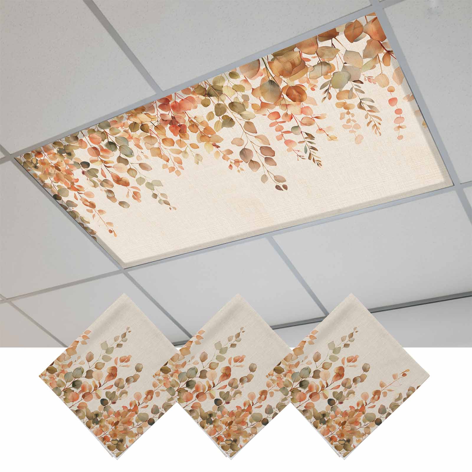 Orange Botanical Fluorescent Light Covers, Farmhouse Leaf Fall ...