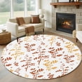 thumbnail image 1 of Orange Botanical Round Rug 7ft Washable Circle Rugs Non Slip Watercolor Spring Floral Summer Leaf Large Area Rug Indoor Floor Carpet for Bedroom Kitchen Living Room Home Office Dining Room Nursery, 1 of 8