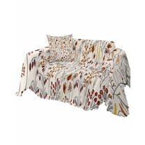 Orange Botanical Sofa Couch Covers for Dogs, Washable Sectional Couch Slipcovers for Loveseat with Tassels, Fall Floral Vintage Pastoral Non Slip Sofa Throw Cover Blanket L 71''x102''