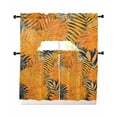 thumbnail image 1 of Orange Botanical Swag Kitchen Curtains Sets for Windows 24 Inch Length, Modernism Tropical Palm Leaf Short Window Curtain Panels Swags Valances and Tiers 3 Piece Set for Cafe/Dining Room, 1 of 5