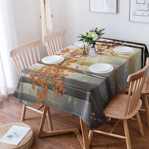 Orange Botanical Tree Tablecloth Rectangle Table Cloth 60x102 , Waterproof Tablecloth Outdoor Table Cloth, Farmhouse Forest Washable Table Cover for Kitchen Dining Party