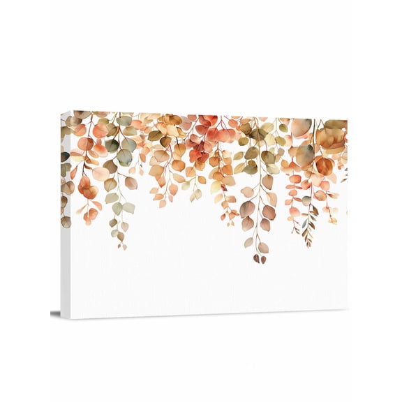 Orange Botanical Wall Art for Living Room,Canvas Picture Wall Decor for Bathroom Bedroom,Watercolor Leaf Fall Thanksgiving Painting Artwork for Office Kitchen Hallway Dining Room Home Decor 12"x16"