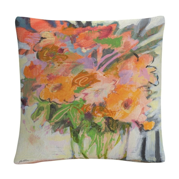 Orange Bouquet' Floral Bold Still Life Painting By Sheila Golden 16 X 16 Decorative Throw Pillow