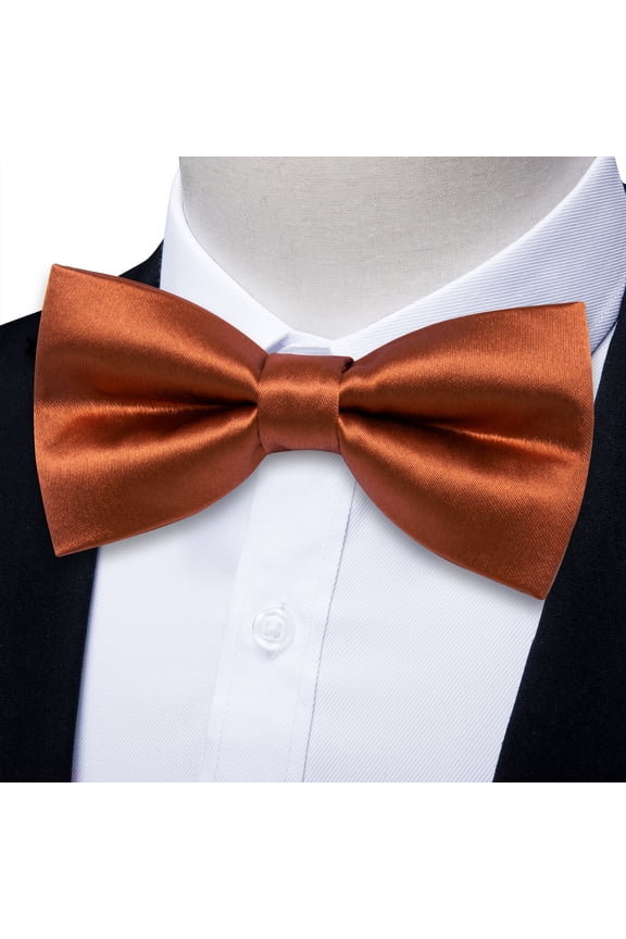 Orange Bow Ties for Men Pretied Bowties Burnt Orange Solid Color Satin Bow Tie Formal Business Tuxedo Adjustable Bowtie Wedding Party