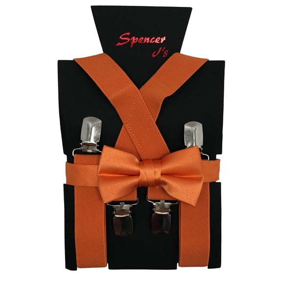 Orange Boys Suspenders and Bow Tie Set 1 inch X Back