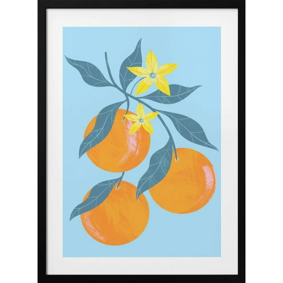 Orange Branch Framed Art Modern Wall Decor