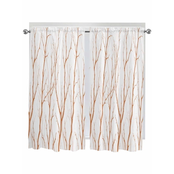 Orange Branches Living Room Curtains 2 Panel, Modern Abstract Art Forest Silhouettes Cafe Window Treatment, Extra Long Farmhouse Bedroom Bathroom Kitchen Curtains Drapes 104"x72"