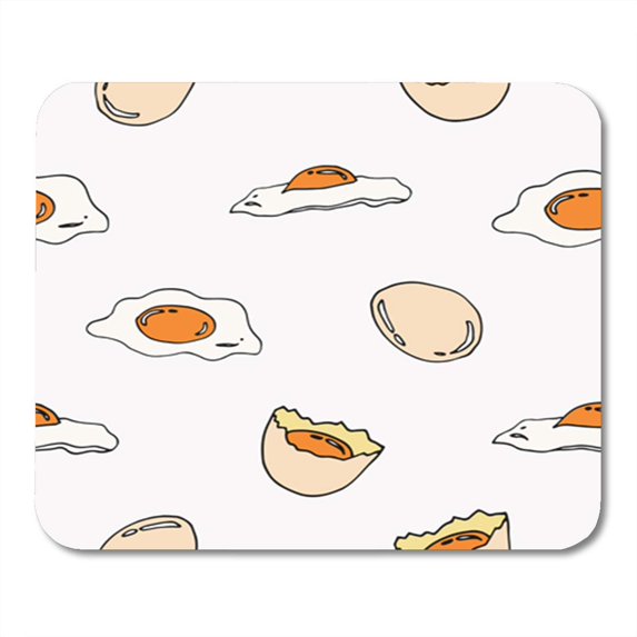 Orange Breakfast Eggs and Fried Pattern Yellow Bright Cartoon Mousepad Mouse Pad Mouse Mat 9x10 inch