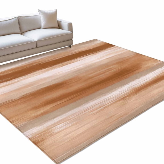 Orange Brown Abstract Area Rug, Mottled Oil Painting Texture Modern Non-Slip Felt Rubber Backing Rectangle Indoor Carpet Washable Rugs for Living Room Bedroom 5x8ft