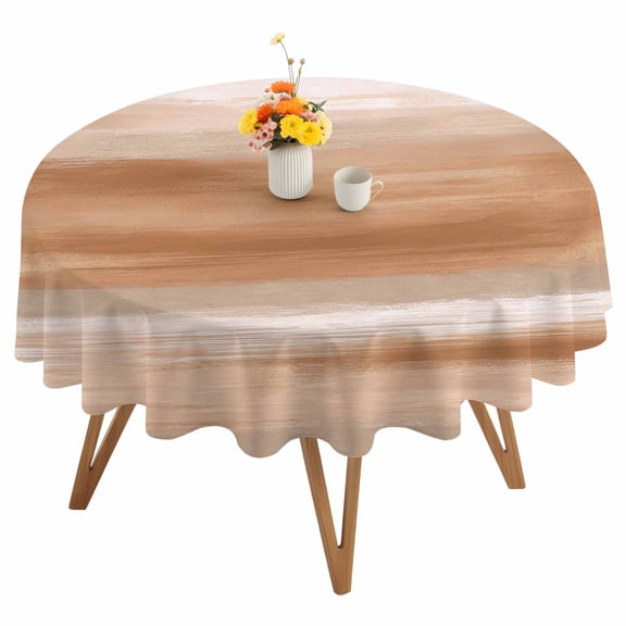 Orange Brown Abstract Round Tablecloth 54 inches Mottled Oil Painting Texture Modern Waterproof Oil-Proof Table Cloth Round Table Cover for Holiday Party Picnic Dinner Decor Indoor and Outdoor Use