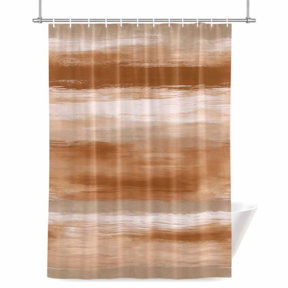 Orange Brown Abstract Shower Curtain, Mottled Oil Painting Texture Modern Waterproof Shower Curtain Set with 12 Hooks Lightweight Bath Curtains Fabric Bathroom Decor 60x72 Inches