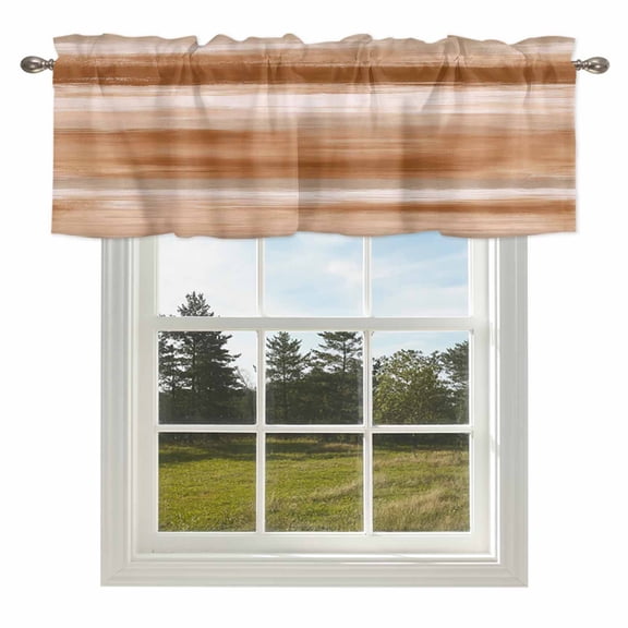 Orange Brown Abstract Valances for Windows, 60x18in, Mottled Oil Painting Texture Modern Rod Pocket Kitchen Valance Curtain Light Filtering Window Treatments for Living Room Bedroom