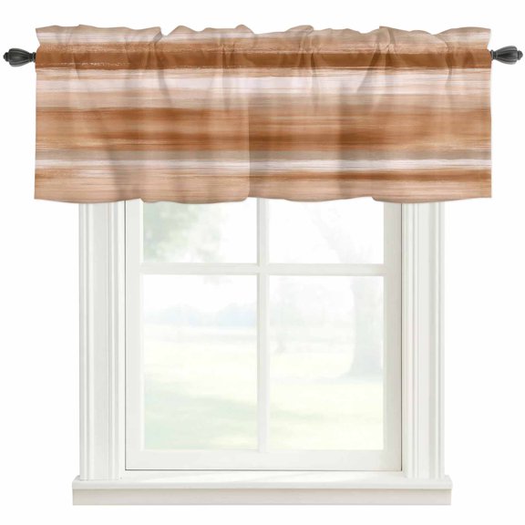 Orange Brown Abstract Valances for Windows Mottled Oil Painting Texture Modern Rod Pocket Curtain Valance Window Treatment Short Curtains for Kitchen Living Room, 60"x18"