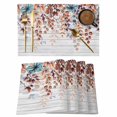 thumbnail image 1 of Orange Brown Eucalyptus Leaves Placemats Set of 8, Botanical Farm Rustic Wood Placemats for Dining Table, Place Mats for Kitchen Tabletop, Waterproof Wipeable Dining Table Mats Set, 1 of 9