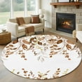 thumbnail image 1 of Orange Brown Eucalyptus Round Area Rug 5Ft Washable Circle Rugs for Living Room Bedroom, Watercolor Spring Weeping Botanical Non-Slip Carpet Floor Mats Indoor Outdoor Carpet Runner Home Decor, 1 of 8
