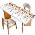 thumbnail image 1 of Orange Brown Eucalyptus Table Cloths for 8 Foot Rectangle Tables, Watercolor Spring Weeping Botanical Patio Waterproof Elastic Fitted Tablecloths, Washable Rectangular Table Cover for Camping, 1 of 8