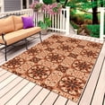 thumbnail image 1 of Orange Brown Flowers Outdoor Rug 3x5 Ft, Non Slip Washable Area Rug, Farmhouse Retro Abstract Floral Patio Rugs Carpet Runner, Large Floor Mat for Indoor/Outdoor Deck Porch Camping, 1 of 8
