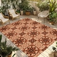 thumbnail image 1 of Orange Brown Flowers Outdoor Rug for Patio/Deck/Porch, Non-Slip Large Area Rug 5 x 8 Ft, Farmhouse Retro Abstract Floral Indoor Outdoor Rugs Washable Area Rugs, Reversible Camping Rug Carpet Runner, 1 of 8