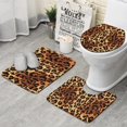thumbnail image 1 of Orange and Brown Leopard Pattern Bathroom Rugs Sets 3 Piece,Toilet Cover Set,Absorbent Non Slip Bathroom Mats Sets with U-Shaped Contour Rug Toilet Rug Set, 1 of 5