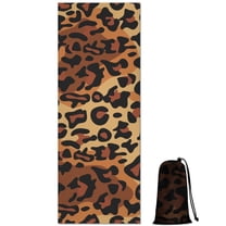 Orange and Brown Leopard Pattern Hot Yoga Mat Towel Non Slip for Hot Yoga - Quick-Drying Yoga Mat Cover with 4 Corner Pockets with Travel Bag - Hot Yoga Towel Non Slip 70"x26"