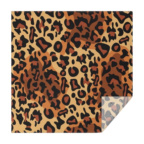 Orange and Brown Leopard Pattern Square Tablecloth,Waterproof Square Table Cover,Wipeable Spillproof Washable Table Cover for Home Kitchen Party Decor 60"x60"(152x152cm)
