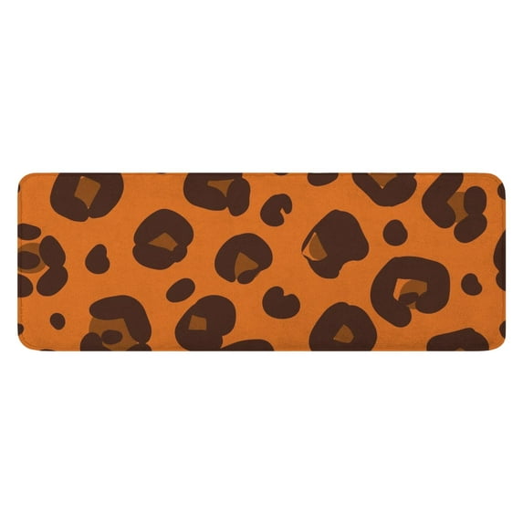 Orange and Brown Of Leopard Print Kitchen Rug Mat,Kitchen Runner Rugs Non Skid Washable,Decorative Kitchen Floor Mats for Kitchen,Sink,Laundry,17"x47.2"