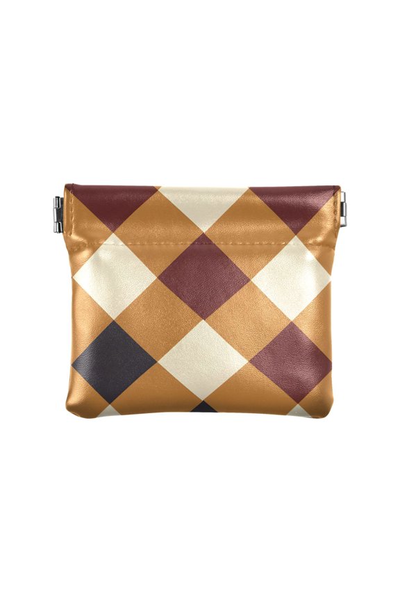 Orange Brown Navy Diamond Wallet Small PU Leather Change Pouch Wallet for Women