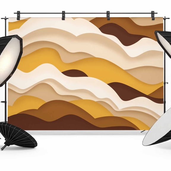 Orange Brown Ombre Backdrop for Photography,Fabric Photo Background Backdrop,Modern Geometric Moire Abstract Art Photo Booth Background for Portrait Photoshoot Video Wedding Studio Decor Banner 7x5ft
