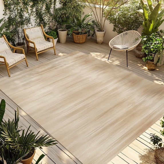 Orange Brown Outdoor Rug 6x9 Ft - Reversible Patio Rug Outdoor Camping Rugs, Modern Abstract Art Ombre Striped Washable Indoor Outdoor Area Rugs, Non-Slip Outdoor Carpet Runner for Deck/Porch