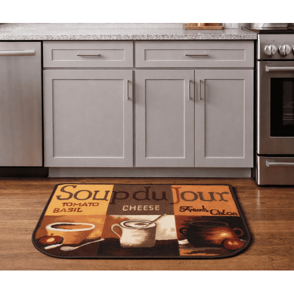 Orange Brown Washable Kitchen Mat With Non-Slip Backing - 30"x18"