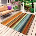 thumbnail image 1 of Orange Brown Wooden Outdoor Rug for Patio/Deck/Porch, Non-Slip Large Area Rug 4 x 6 Ft, Farmhouse Striped Modern Art Indoor Outdoor Rugs Washable Area Rugs, Reversible Camping Rug Carpet Runner, 1 of 8