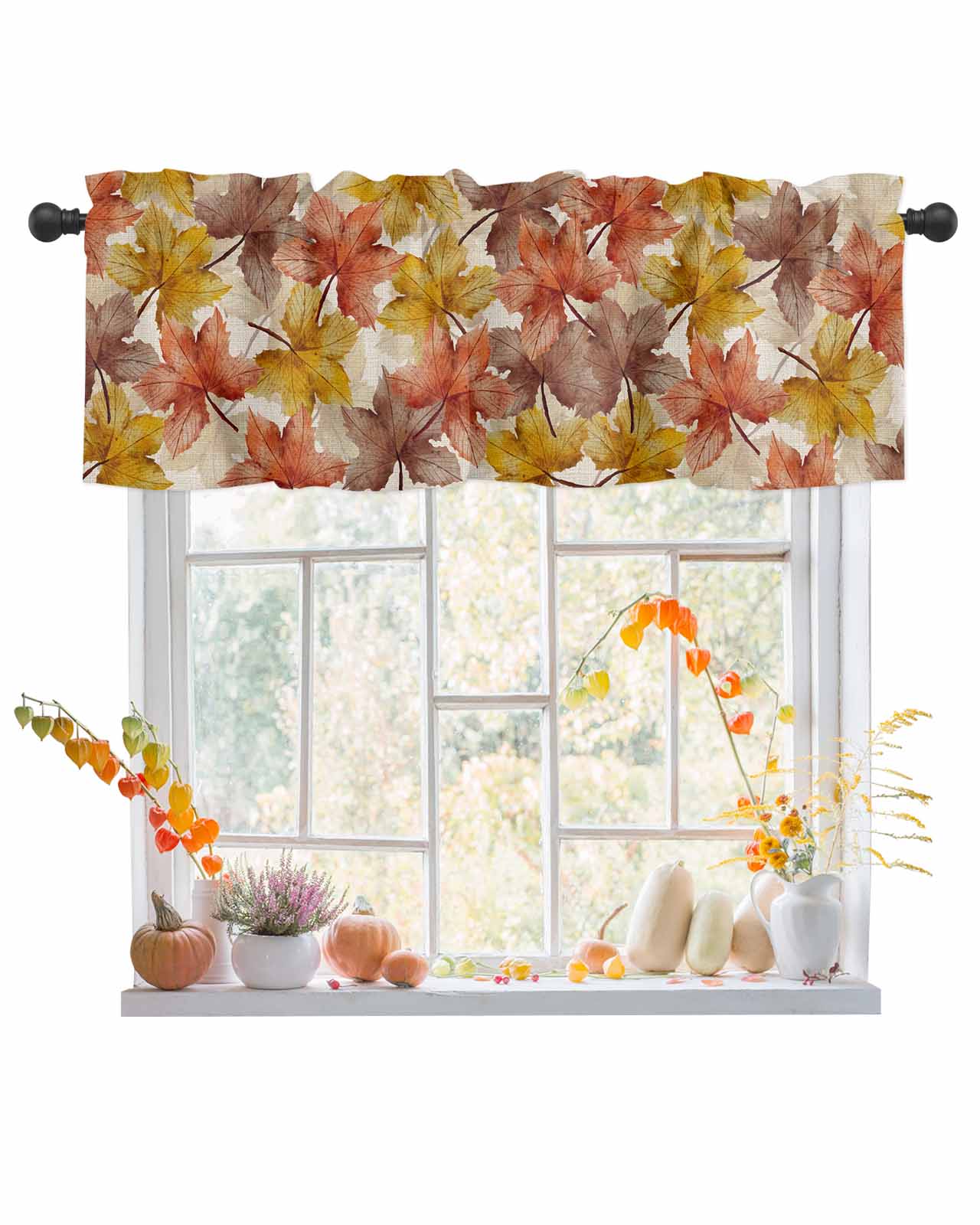 Orange Brown Yellow Red Maple Curtain Valance for Windows/Living Room