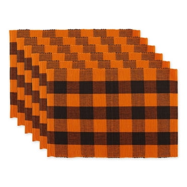 Orange Buffalo Check Ribbed Placemat (Set of 6)