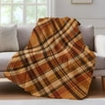 thumbnail image 1 of Orange Buffalo Plaid Fleece Throw Blanket for Couch, Fall Thanksgiving Checkered Microfiber Flannel Blanket for All Season, Lightweight Soft Throw Blankets for Gifts, Home Decor, 32"x47", 1 of 9