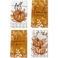 thumbnail image 1 of Orange Buffalo Plaid Polka Dot Pumpkin Fall Kitchen Towels Dish Towels, 18x26 Inch Farmhouse Eucalyptus Leaves Decoration Hand Towels Set of 4, 1 of 6