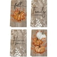 thumbnail image 1 of Orange Buffalo Plaid Polka Dot Pumpkin Fall Kitchen Towels Dish Towels, 18x26 Inch Farmhouse Eucalyptus Leaves Decoration Hand Towels Set of 4, 1 of 6